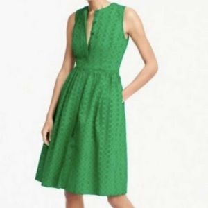 J. Crew green eyelet dress with POCKETS